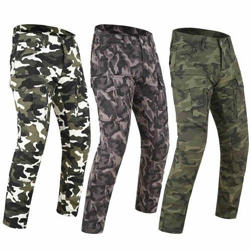 Motorrad-Cargohose mit CE-Knieprotektoren und Aramid – Farb- und Camouflagevarianten