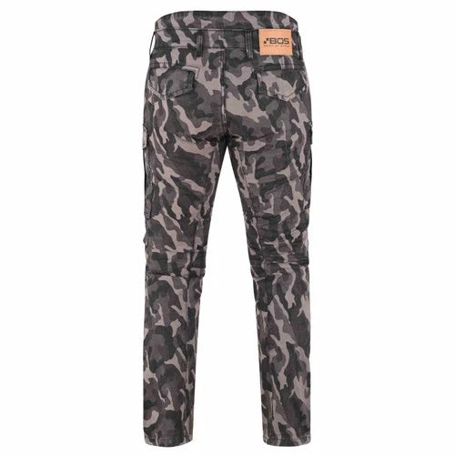 Motorrad-Cargohose in Camouflage mit Aramid-Verstärkung und herausnehmbaren CE-Knieprotektoren