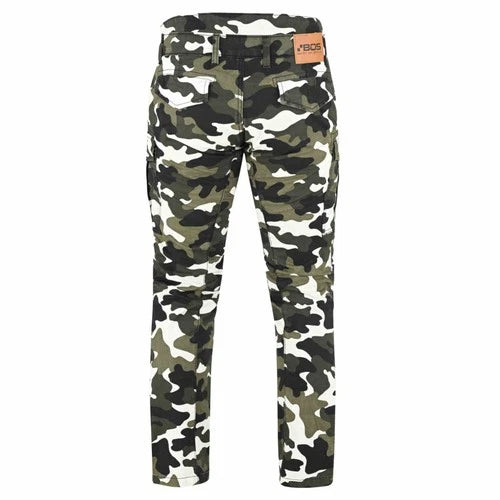 Motorrad-Cargohose Weiß mit Baumwollstretch und CE-Knieprotektoren