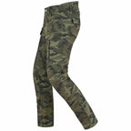 Motorrad-Cargohose Grün mit CE-Knieprotektoren und Aramid-Verstärkung