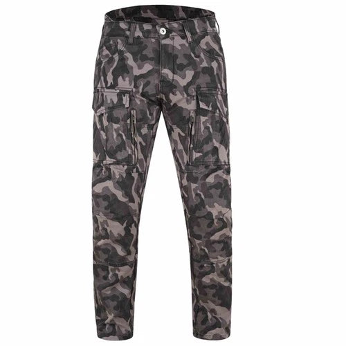 Motorrad-Cargohose in Camouflage mit Aramid-Verstärkung und herausnehmbaren CE-Knieprotektoren