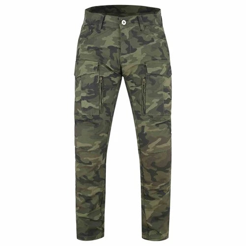 Motorrad-Cargohose Grün mit CE-Knieprotektoren und Aramid-Verstärkung