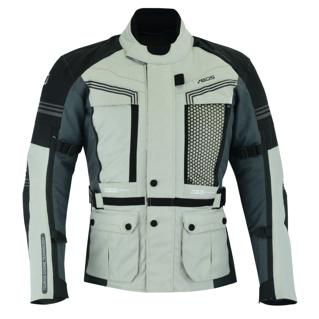 Motorrad Touringjacke Grau Wasserdicht CE Schutz
