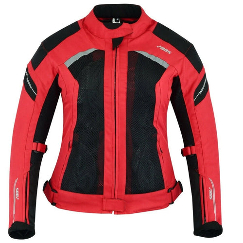 Damen Motorrad Textiljacke Rot Sommer CE
