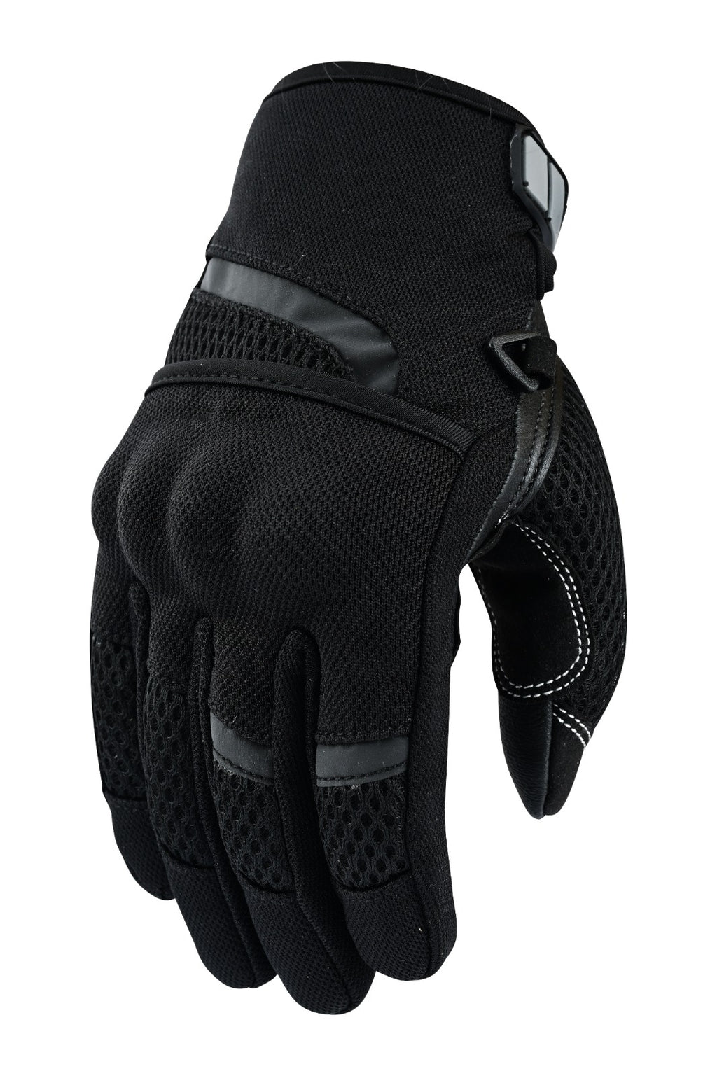 Herren Motorradhandschuhe Schwarz mit Mesh-Einsätzen und verstärkter Innenhand