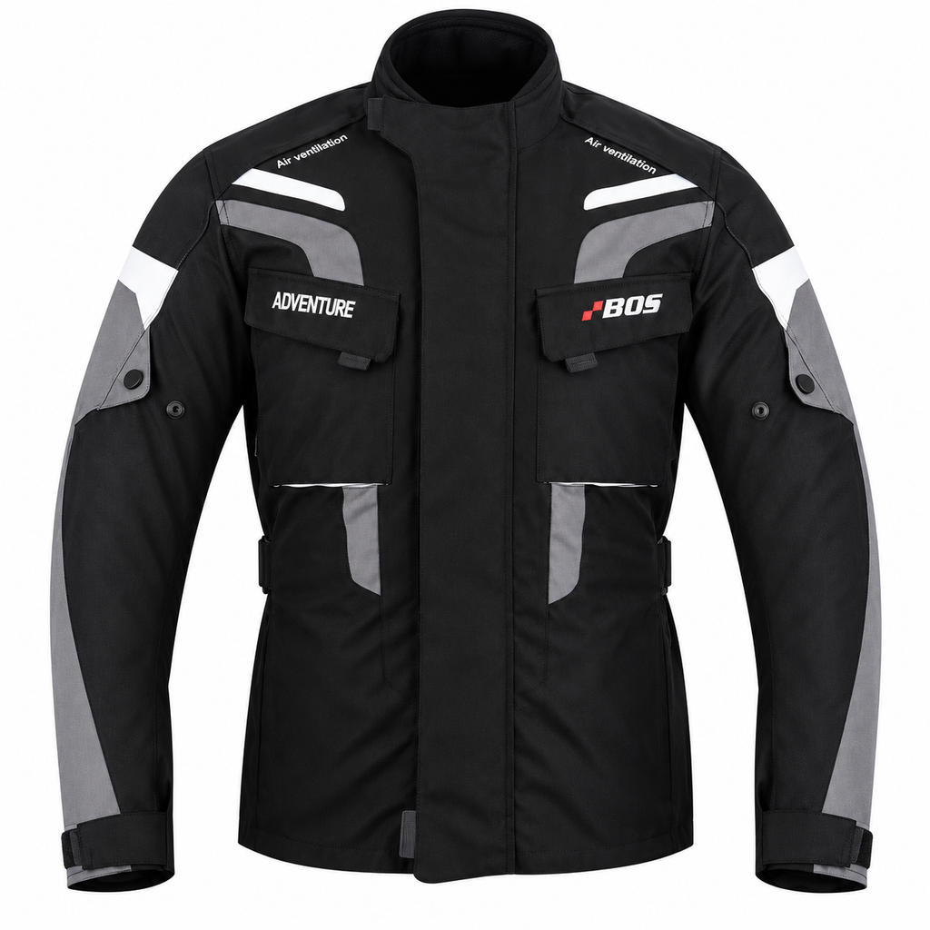 Motorradjacke Herren Wasserdicht Allwetter mit CE-Level-1-Protektoren – BOS Adventure