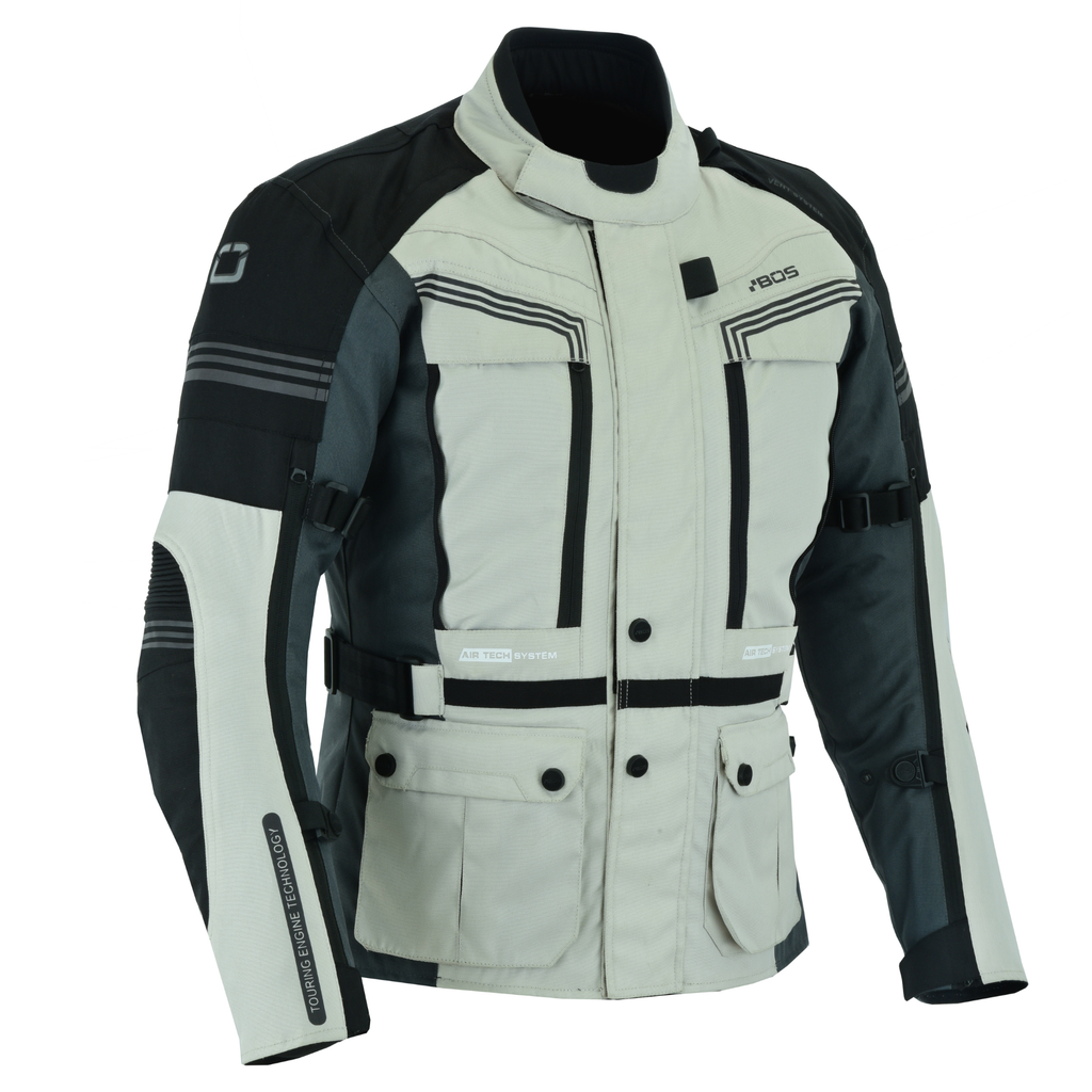 Motorrad Touringjacke Grau Wasserdicht CE Schutz