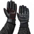 Herren Motorradhandschuhe Schwarz mit Lederhandfläche und Mesh-Einsätzen