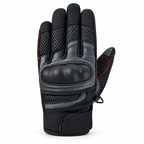 Herren Motorradhandschuhe Schwarz mit Lederhandfläche und Mesh-Einsätzen