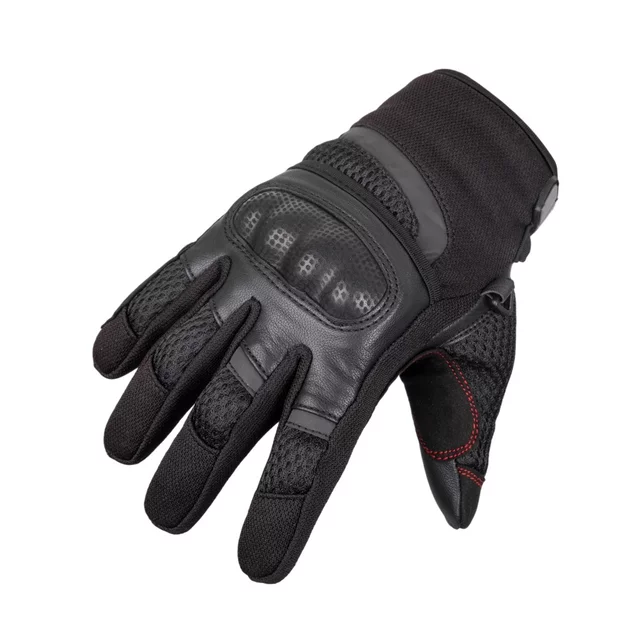 Herren Motorradhandschuhe Schwarz mit Lederhandfläche und Mesh-Einsätzen
