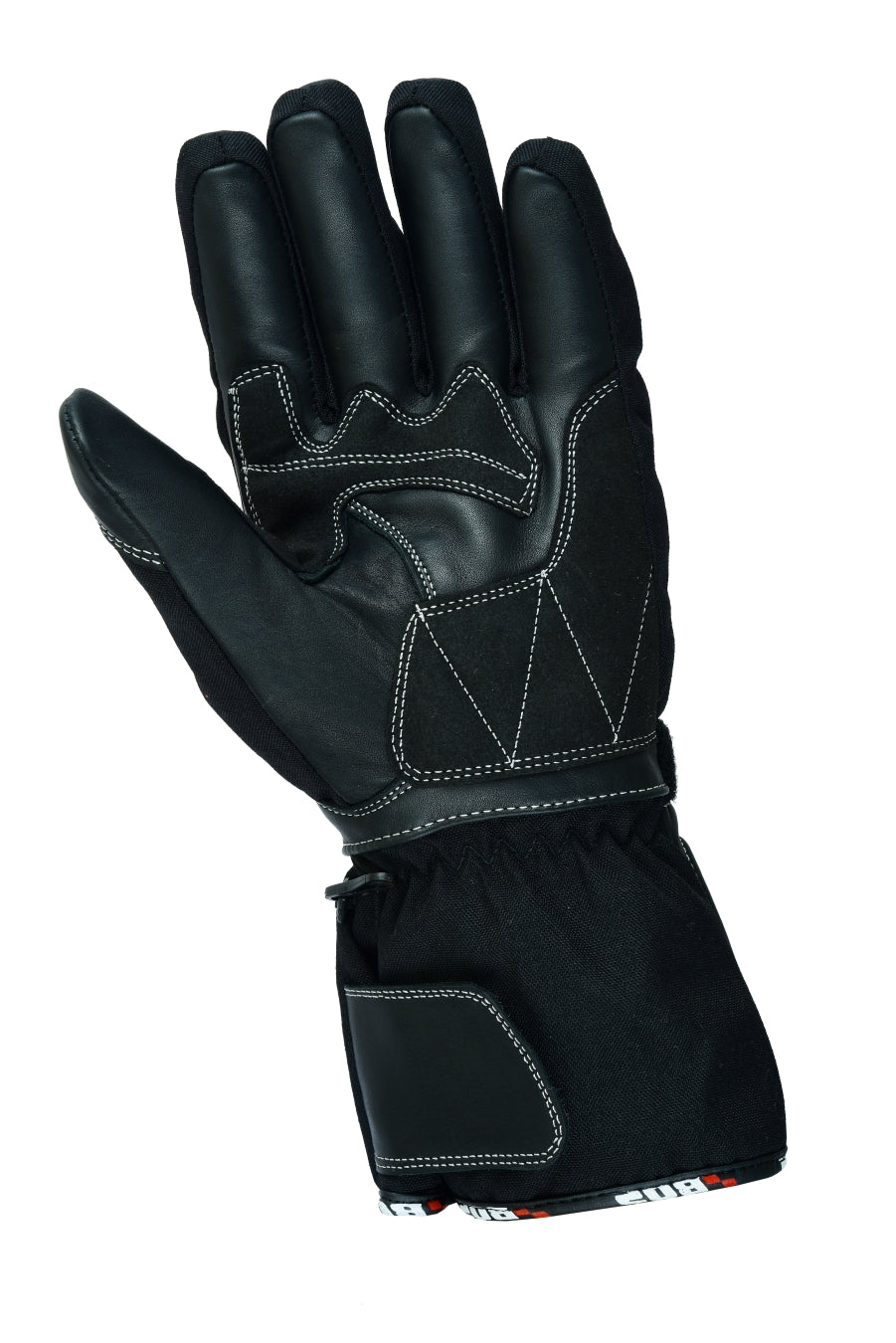 Motorradhandschuhe Herren mit langer Stulpe und verstärkter Handfläche Schwarz