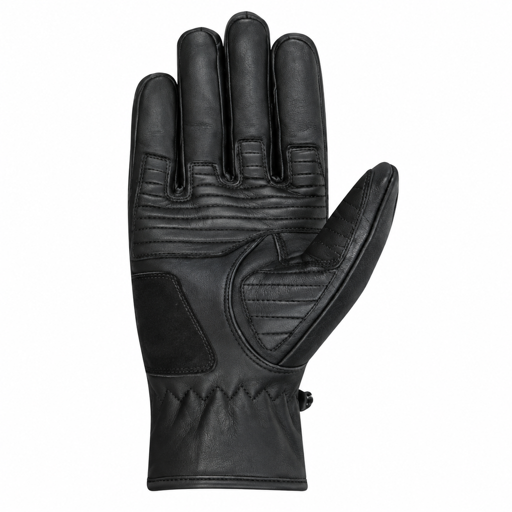 Schwarze Herren Motorradhandschuhe aus Leder mit Reißverschluss