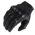 Schwarze Lederhandschuhe für Motorradfahrer mit Knöchelschutz