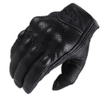 Schwarze Lederhandschuhe für Motorradfahrer mit Knöchelschutz