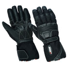 Motorradhandschuhe Herren mit langer Stulpe und verstärkter Handfläche Schwarz
