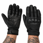 Schwarze Lederhandschuhe Motorrad – Perforiert & Verstärkt