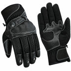 Herren Motorradhandschuhe Schwarz mit Protektor, Mesh-Einsätzen und Klettverschluss