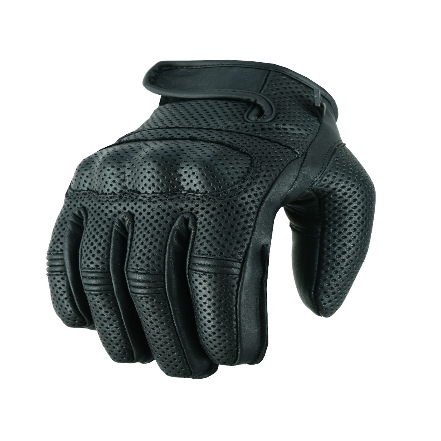 Schwarze Lederhandschuhe Motorrad – Perforiert & Verstärkt