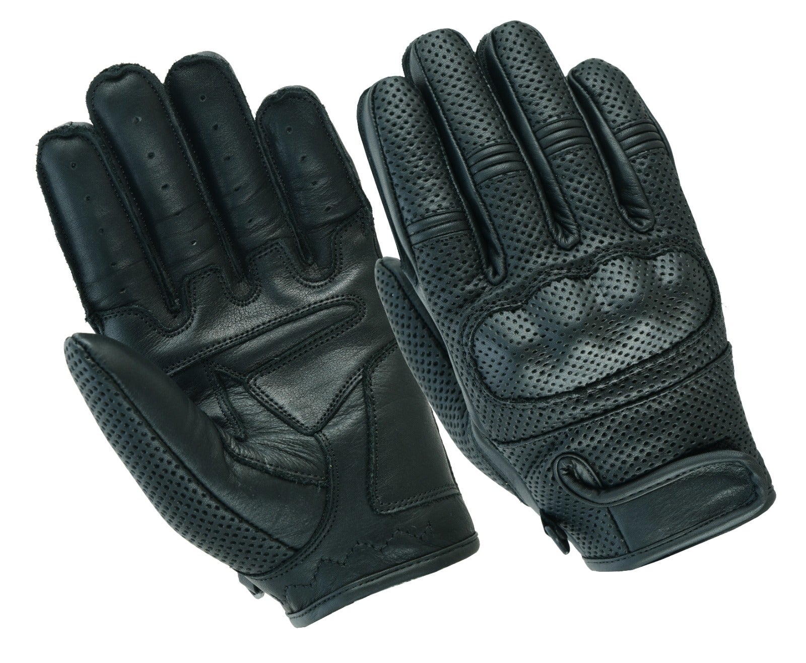 Schwarze Lederhandschuhe Motorrad – Perforiert & Verstärkt