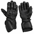 Herren Motorradhandschuhe Schwarz mit Knöchelprotektor und Langschaft