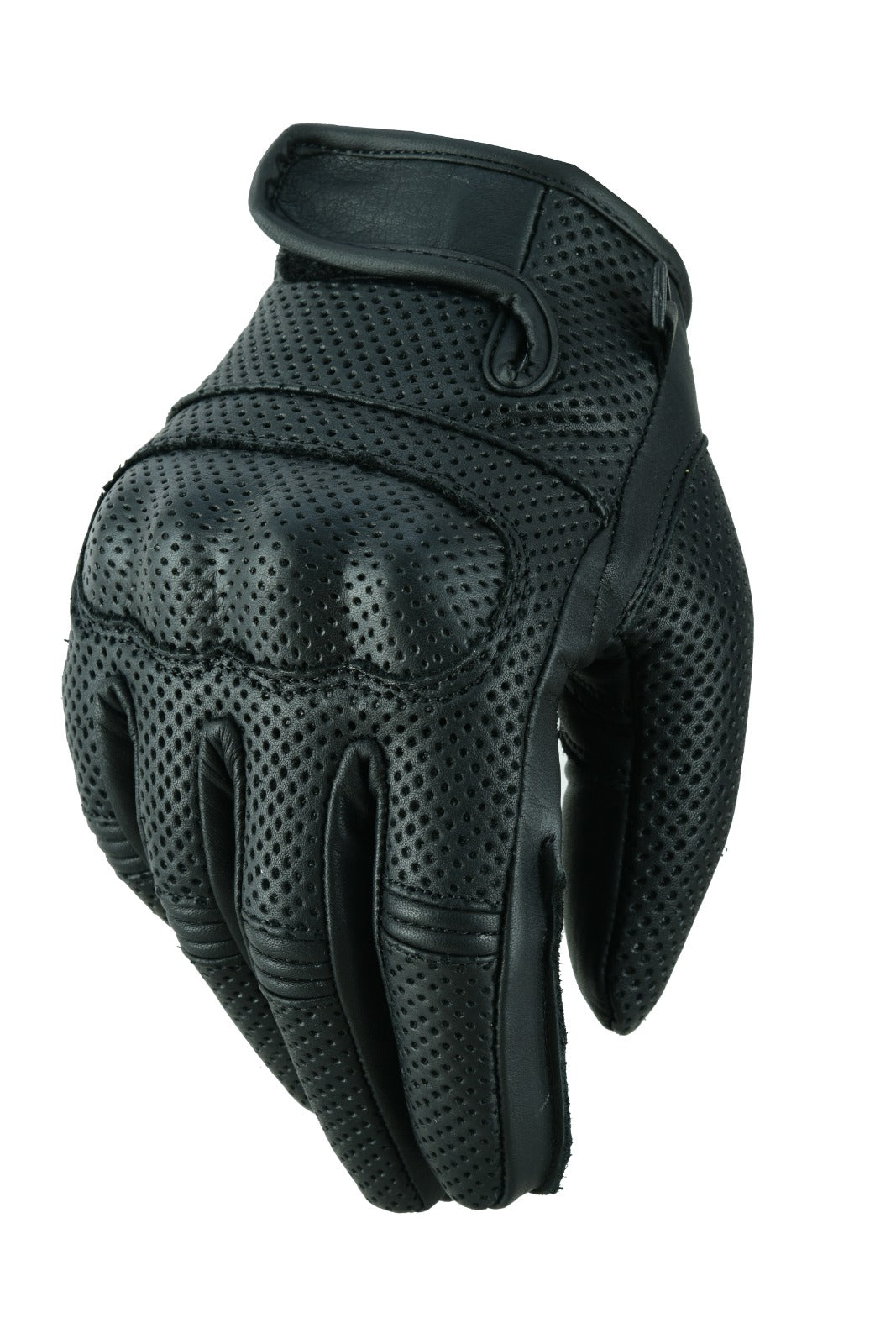 Schwarze Lederhandschuhe Motorrad – Perforiert & Verstärkt