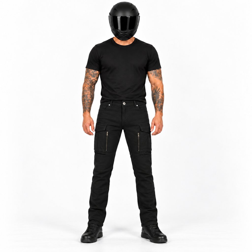 Motorrad-Cargohose mit Aramid-Verstärkung und CE-Level-2-Knieschutz