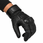 Herren Motorrad Lederhandschuhe Schwarz mit Handprotekto