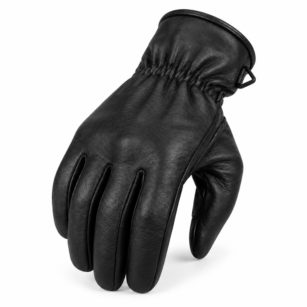 Schwarze Motorrad-Handschuhe Herren mit langem Bündchen