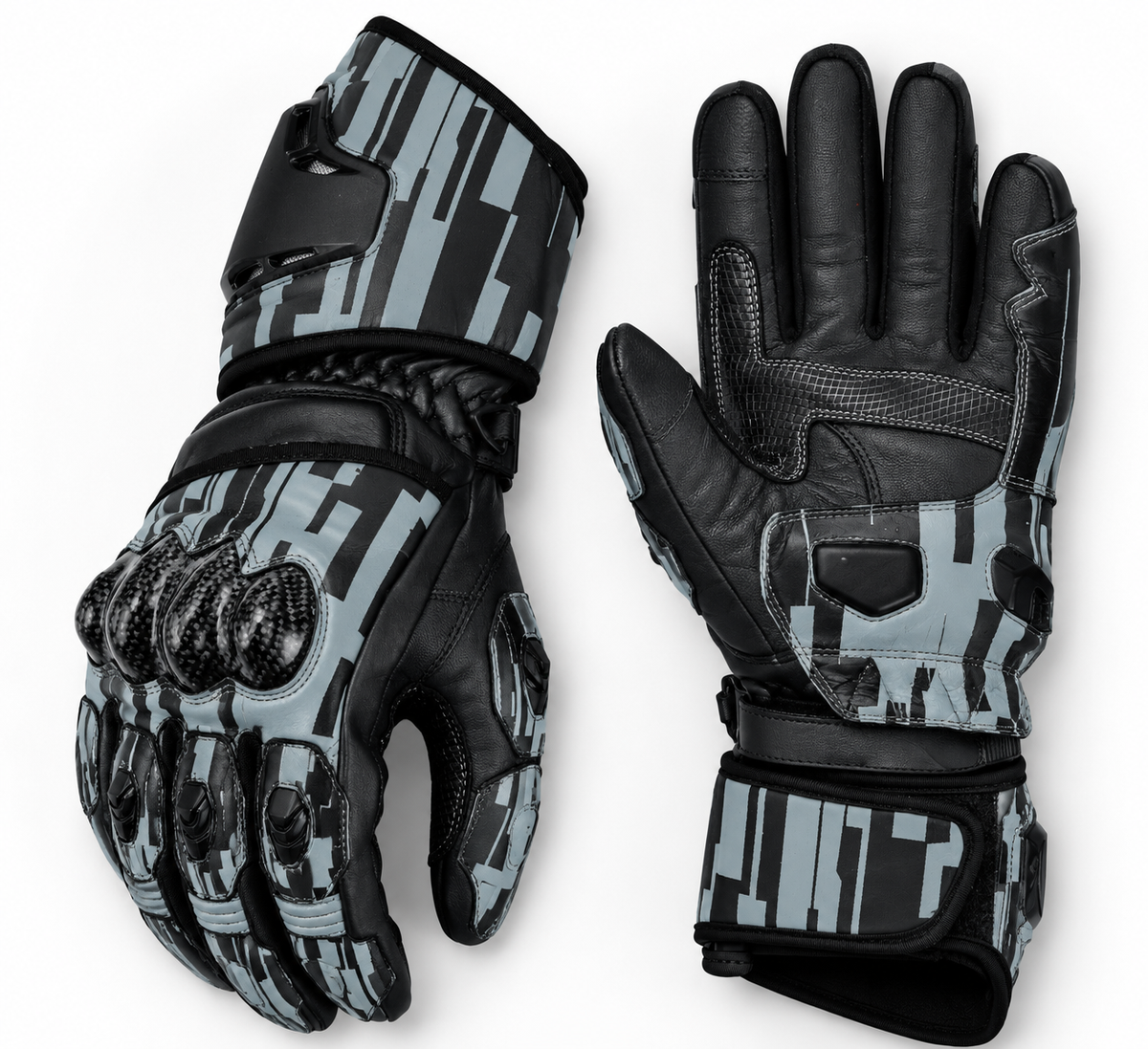 erren Motorradhandschuhe mit Knöchelschutz Schwarz Grau – Touring Stil