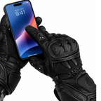 Herren Motorradhandschuhe Schwarz mit Knöchelprotektor und Langschaft