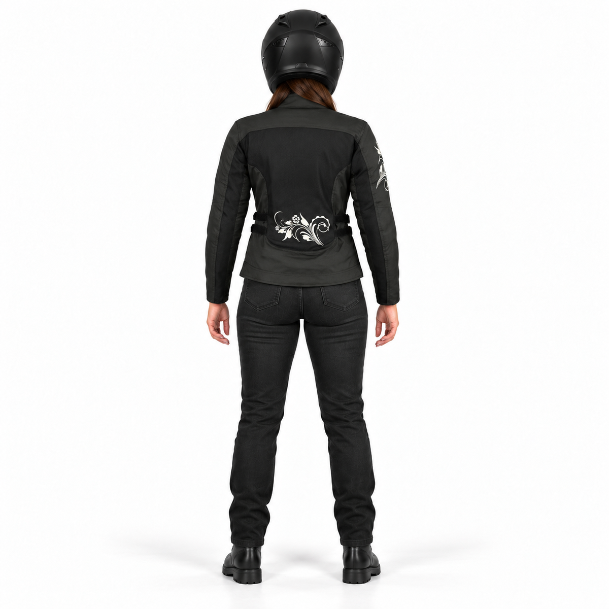 Damen Sommer-Motorradjacke in Schwarz mit Mesh und CE-Protektoren – Kurzer Schnitt