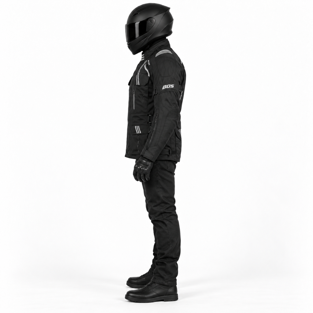 Herren-Motorradjacke mit CE-Protektoren und herausnehmbarem Thermofutter