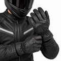 Schwarze Motorrad-Handschuhe Herren mit langem Bündchen