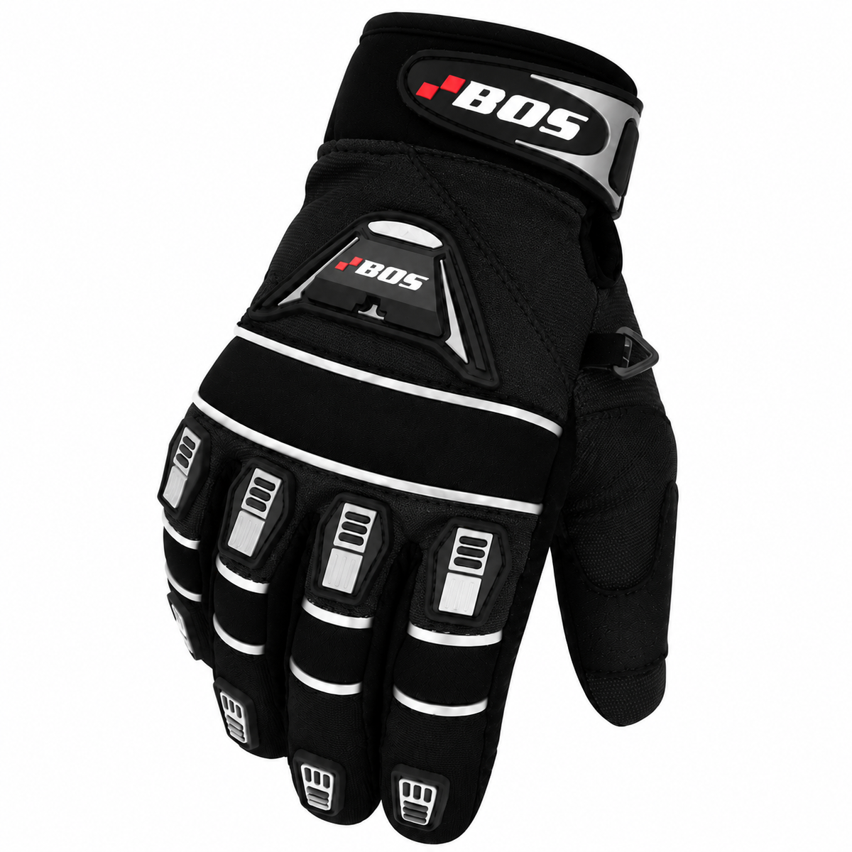 Herren Motorradhandschuhe Schwarz mit Fingerverstärkung und reflektierenden Details