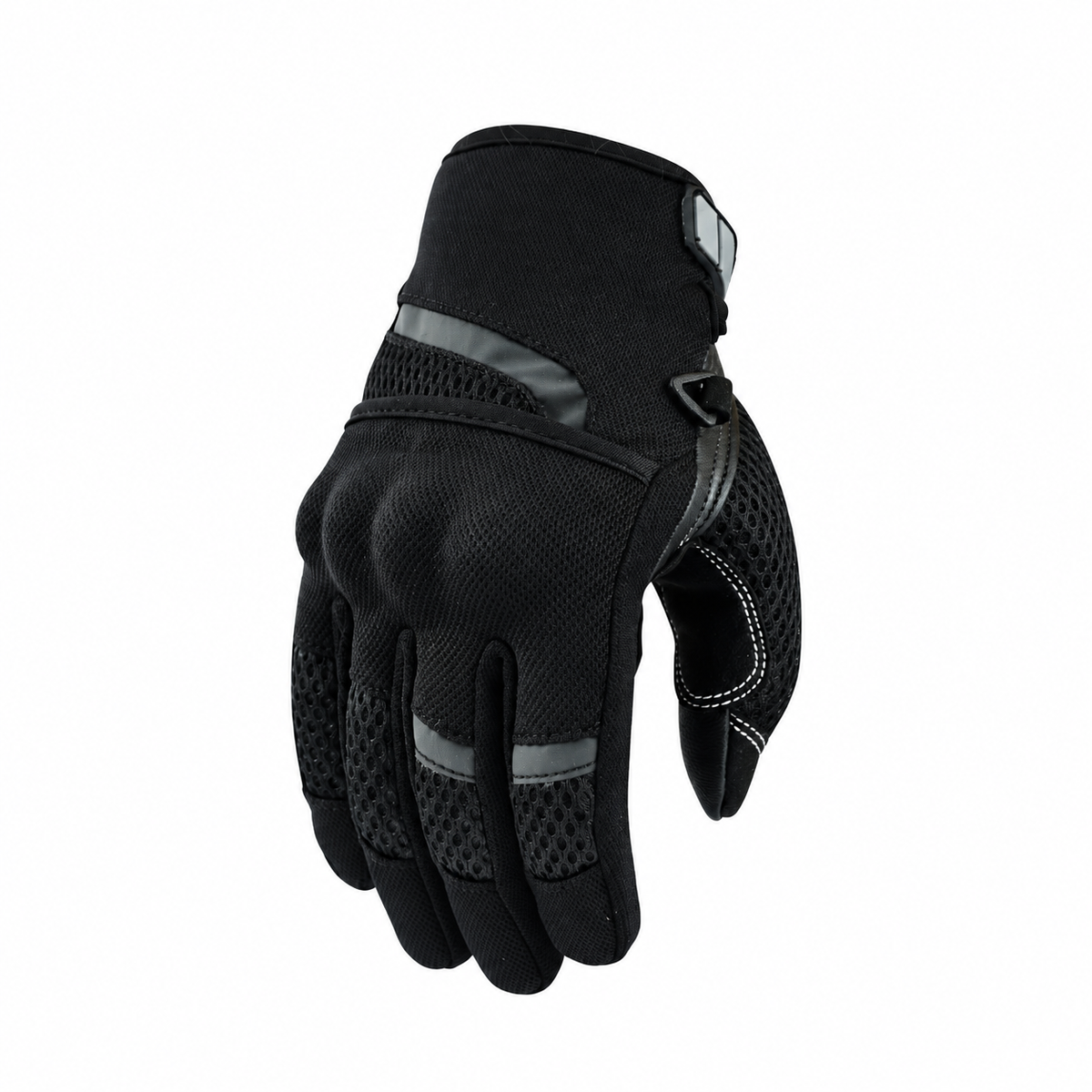 Herren Motorradhandschuhe Schwarz mit Mesh-Einsätzen und verstärkter Innenhand