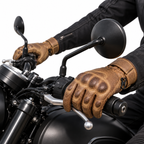 Braune Motorrad-Lederhandschuhe für Herren mit Knöchelschutz