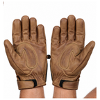 Braune Motorrad-Lederhandschuhe für Herren mit Knöchelschutz