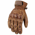 Herren Leder Motorradhandschuhe Braun mit Protektoren