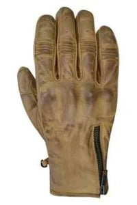 Herren Motorradhandschuhe Braun aus Leder mit Reißverschluss