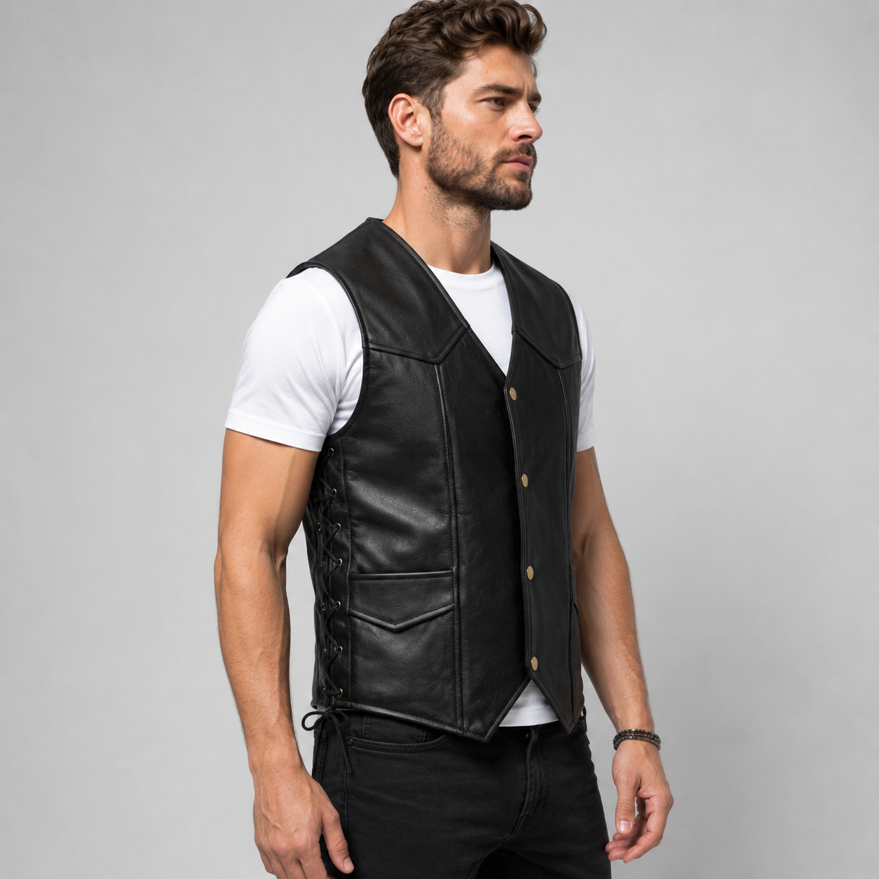 Herren Motorrad Lederweste aus Echtleder – RM