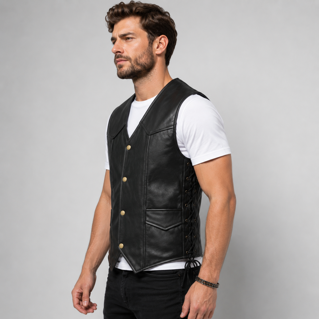 Herren Motorrad Lederweste aus Echtleder – RM