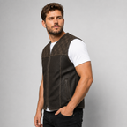 Iron Brotherhood Perforierte Motorrad Lederweste für Herren