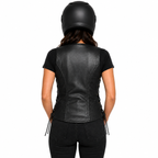 Road King Damen Lederweste Schwarz aus echtem Schafleder