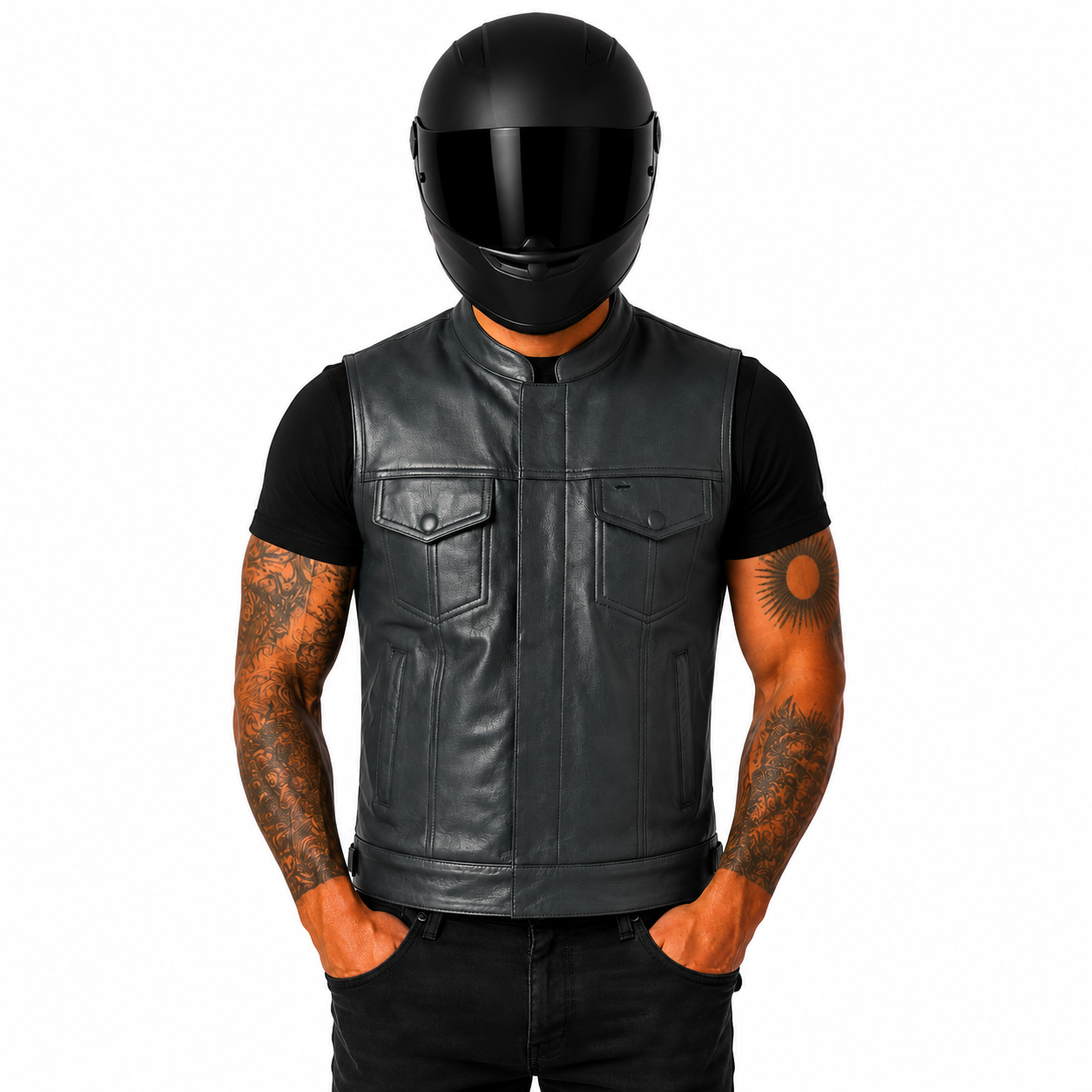 Road King Motorrad Lederweste aus Nappaleder