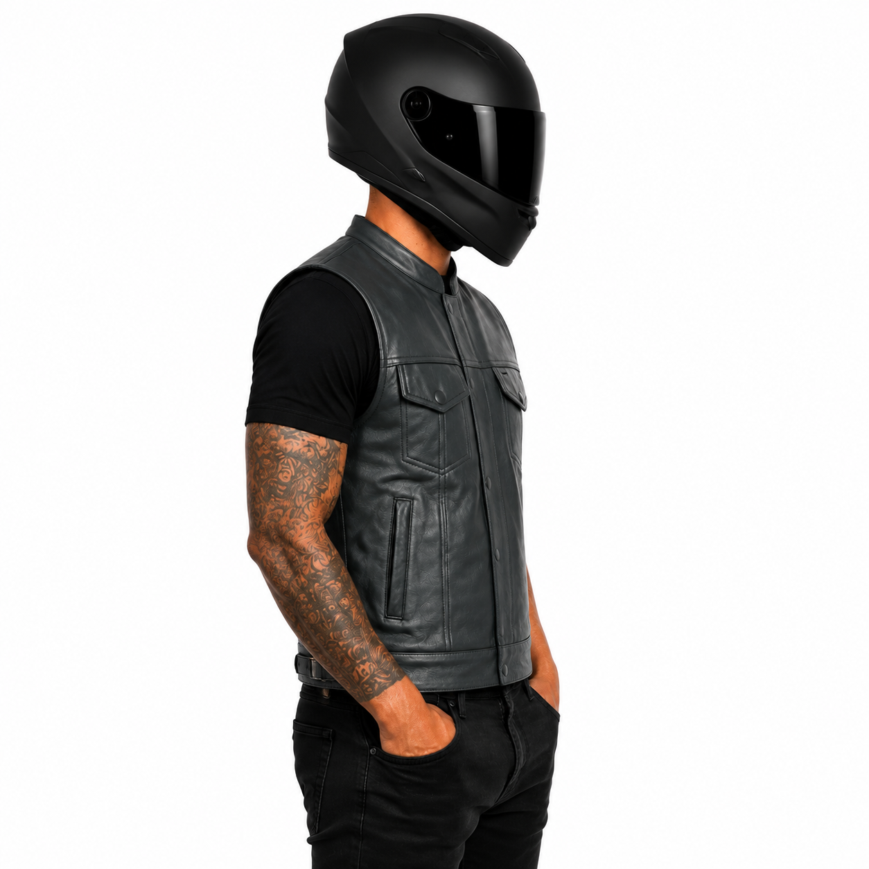 Road King Motorrad Lederweste aus Nappaleder