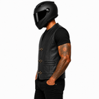 Street Rider Herren Lederweste Schwarz