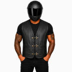 Street Rider Herren Lederweste Schwarz