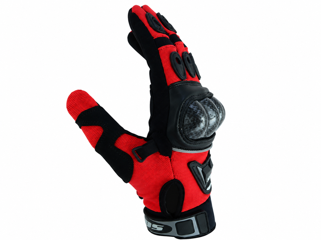Motorradhandschuhe Rot Schwarz mit Knöchelschutz