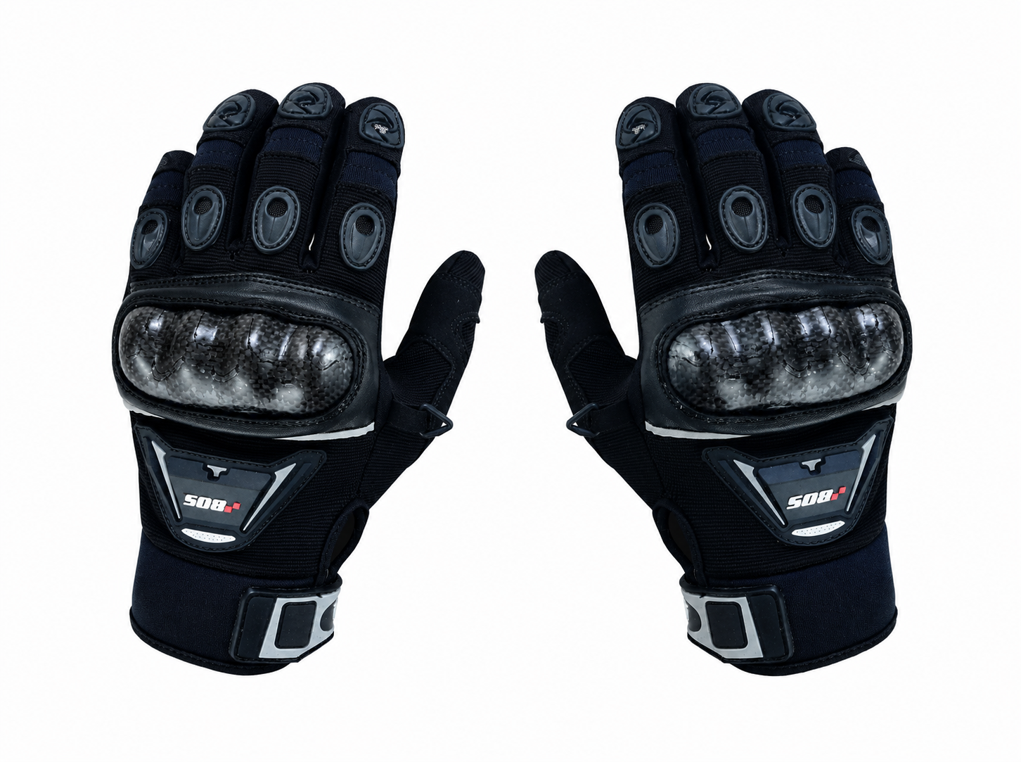 Herren Motorradhandschuhe Schwarz mit Protektoren