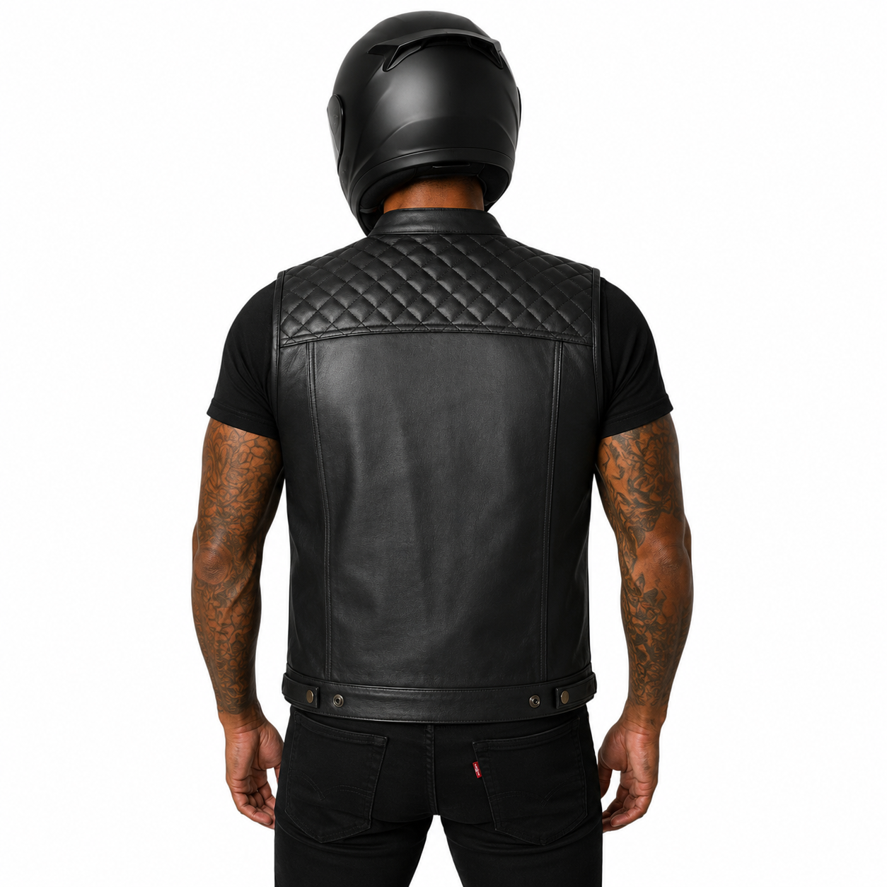 Road King Herren-Motorradweste aus Rindsleder – Gesteppter Schulterbereich